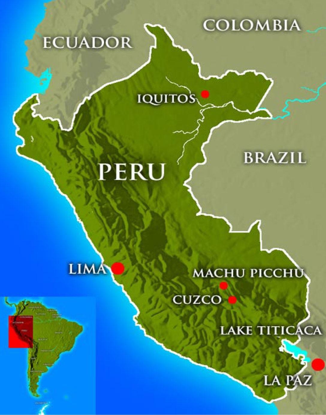 zemljevid, ki prikazuje peru