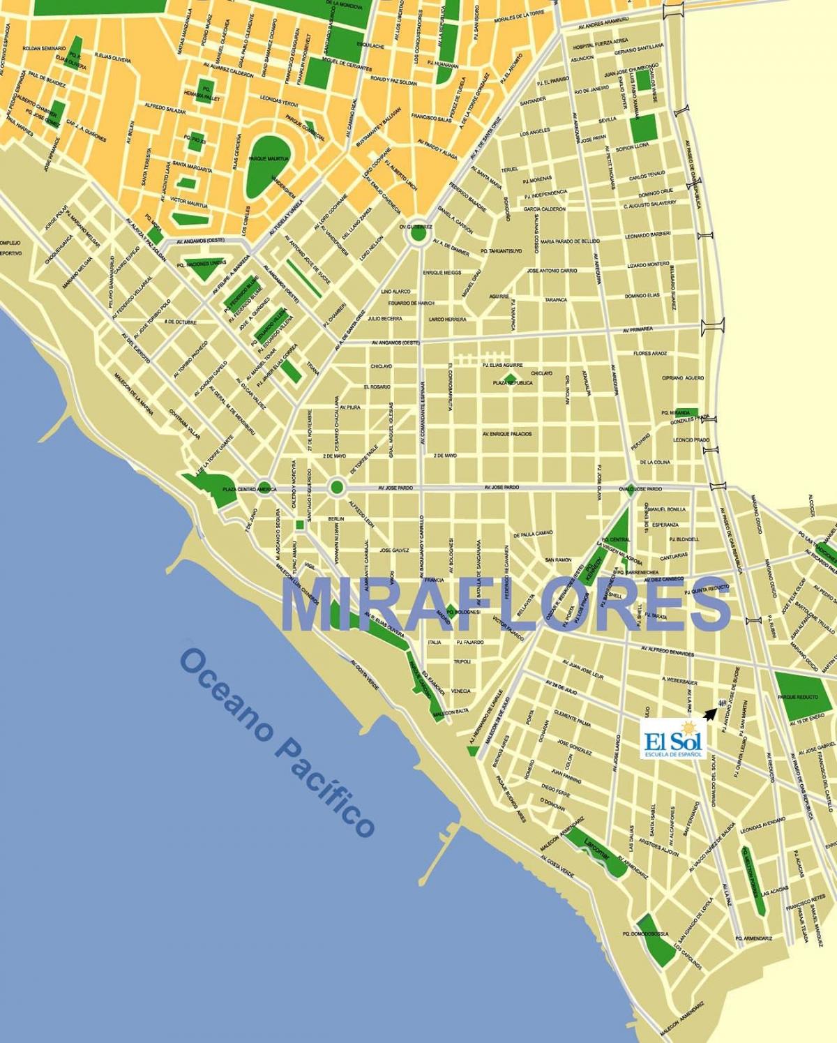 zemljevid miraflores Lima peru