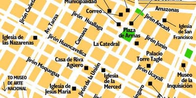 Zemljevid centru Lima peru