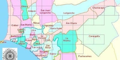 Zemljevid Lima peru okolišev